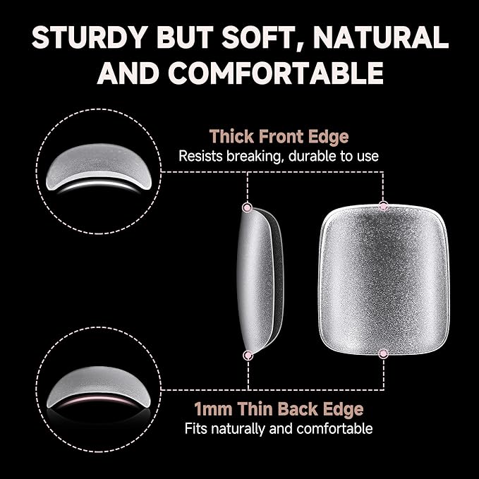 UNA GELLA Toe Nail Tips 504Pcs - Full Cover Matte Squavol Toe Nails Soft Gel Pre-file Gel Toe Nail Tips For Toe Nail Extensions Home DIY Nail Salon Soak Off 15 Sizes