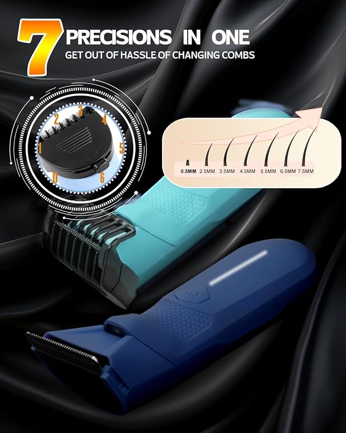 Bikini Trimmer for Women, Electric Shaver for Women with Light, Pubic Hair Trimmer, Waterproof Wet/Dry Personal Body Hair Grooming, 7 Precisions, 240 Minutes Shaving