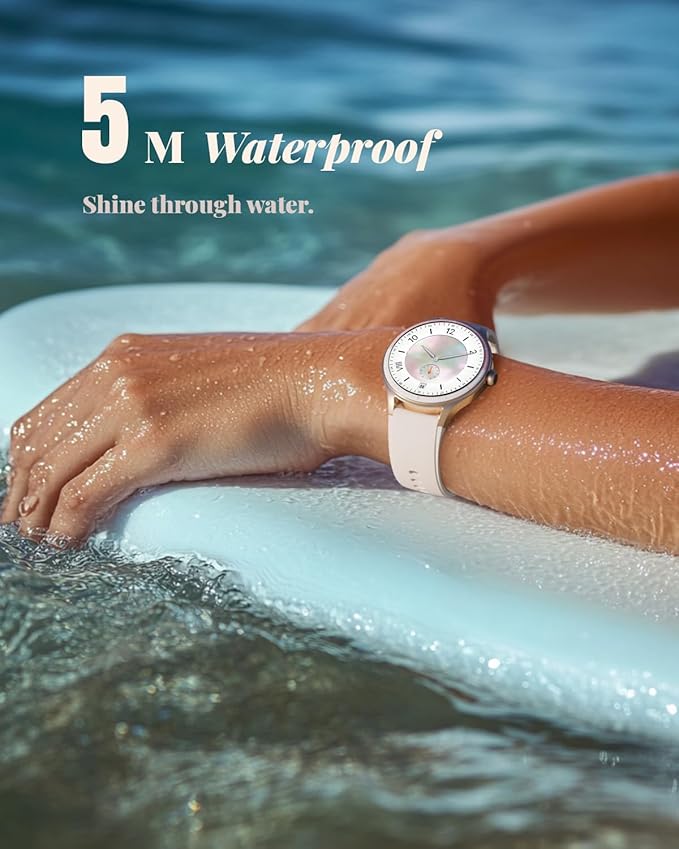TOOBUR Smart Watch for Women, Smartwatch Compatible Android and iOS Phone, Answer/Make Calls, Fitness Tracker/Step Counter/Running Watch, Sleep/Heart Rate Monitor, 100 Sports, IP68 Waterproof, Beige