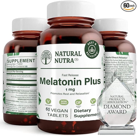 Natural Nutra Melatonin Lozenges for Rest and Relaxation, Sleep Supplement, Gluten Free and Vegan, 1mg, Promote More Restful Sleep, Non GMO, 60 Peppermint Flavor Tablets