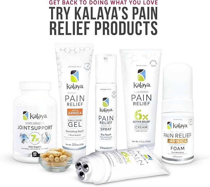 Kalaya Pain Relief Cream with Arnica – Fast-Acting Joint & Muscle Pain Relief – 6 Natural Ingredients – No-Mess Applicator – RMT-Inspired Design – Dermatologist Tested – 4.2 oz (Pack of 3)