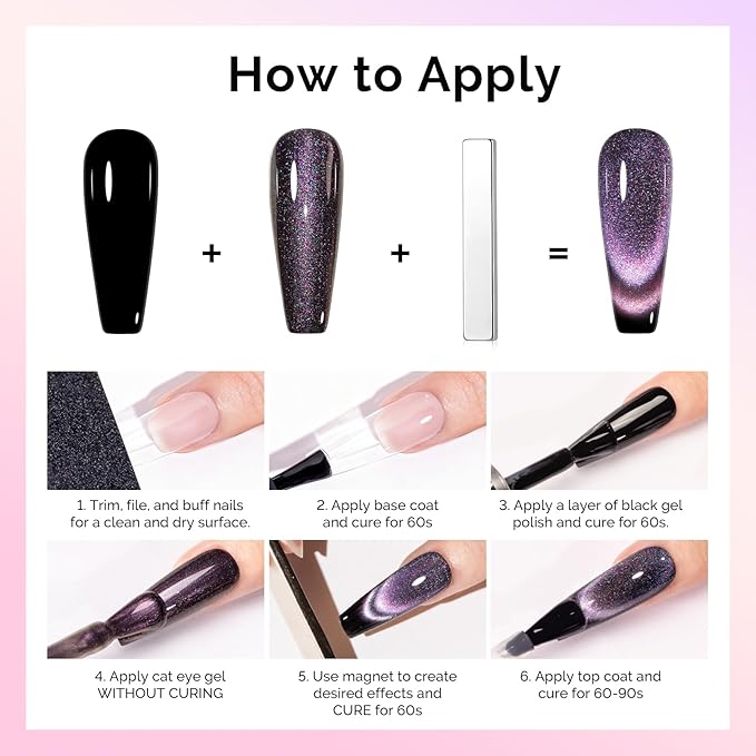 MelodySusie 9D Chameleon Cat Eye Gel Nail Polish Set 6 PCS, 15ml 0.5 Fl Oz Red Rosy Pink Glitter Holographic Magnetic Nail Polish with Magnet, UV Nail Polish for Nail Art Manicure Salon DIY at Home