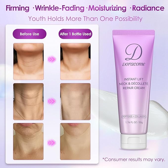 Retinol, Collagen & Hyaluronic Acid Neck Firming Cream – Anti-Aging Neck Cream for Firming & Tightening, Helps Improve the Look of Sagging Skin on Neck & Face, 1.76 Fl Oz