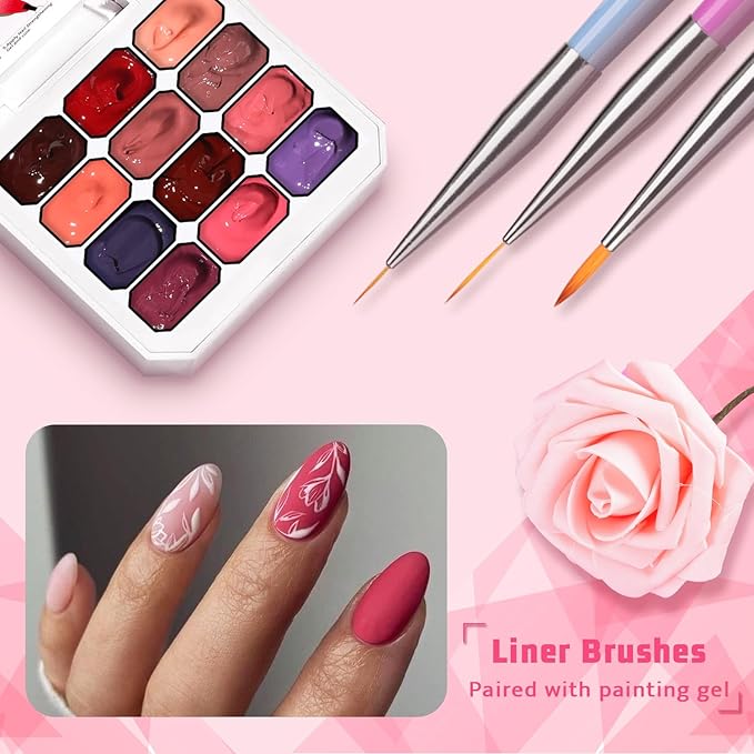 Christmas Gel Polish, 12 Colors Ombre Patting Gel Nail Polish Palette, 100 Sponges 6 Brushes 1Grabber, Blending Color Gradient Painting Nails Art, No Wipe, UV/LED Cured (Set 07)