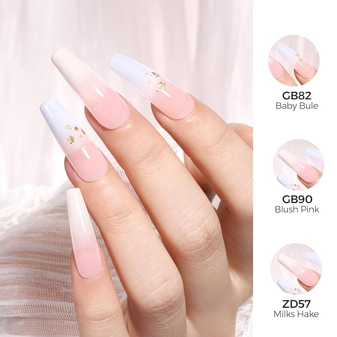 TOMICCA Baby Blue Gel Nail Polish - Pastel Blue, Bright Spring Summer Colors, Long Lasting Cotton Candy Finish