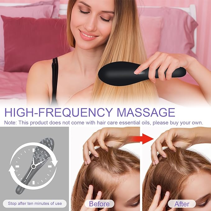 Hair Oil Applicator for Scalp, Electric Scalp Massager Comb, Hair Brush for Hair Fluid Essential Oil Serum, Use for Home & Travel (Black)