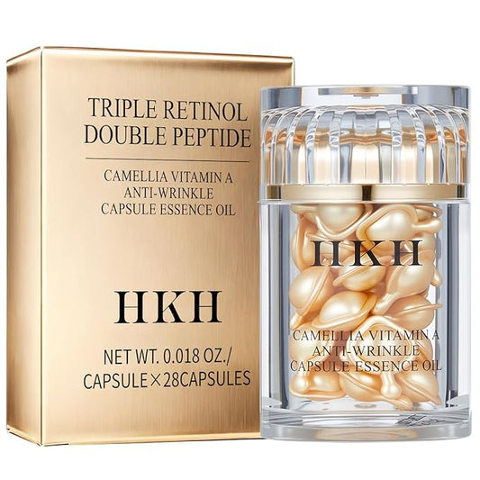 HKH Retinol + HPR Serum for Face - Anti-Aging Wrinkle Night Retinol Capsules, Peptide Serum for Women, Reduce Fine Lines, Tighten Sagging Skin, Fragrance-Free, Alcohol-Free & Non-Greasy