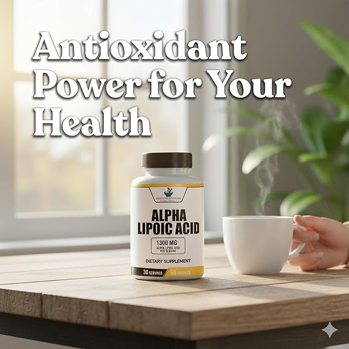 American Standard Supplements Alpha Lipoic Acid 1300mg Per Serving - Vegan, Gluten Free, Non-GMO, 60 Capsules, 30 Servings