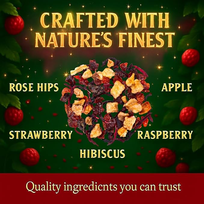 Bellasia Tea Fairy Berry for Kids Using Real Strawberry Pieces- Caffeine Free Herbal Tea Blend with Real Ingredient & Balanced Flavor- Add Loose Leaf Tea to Your Child’s Routine for Fun & Tasty Drink