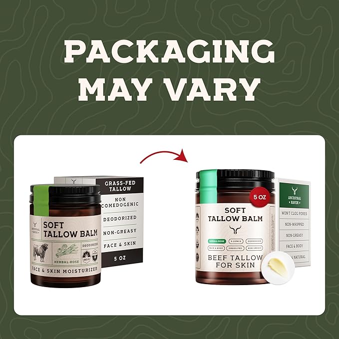 Beef Tallow for Skin - Tallow And Herbal Balm For Face - Tallow Face Moisturizer - Beef Tallow Moisturizer - Tallow Balm - Grass Fed Beef Tallow For Skin - Tallow Face Cream Lotion (5.0, Herbal-Rose)