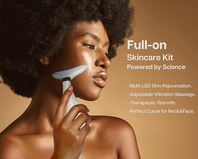 VRAIKO Lily Neck Face Massager, Face Sculpting Tool, Skin Rejuvenation Device with Thermal, Triple Action LED and Vibration, for Anti-Aging, Lifting and Tightening Sagging Skin (Pearl White)