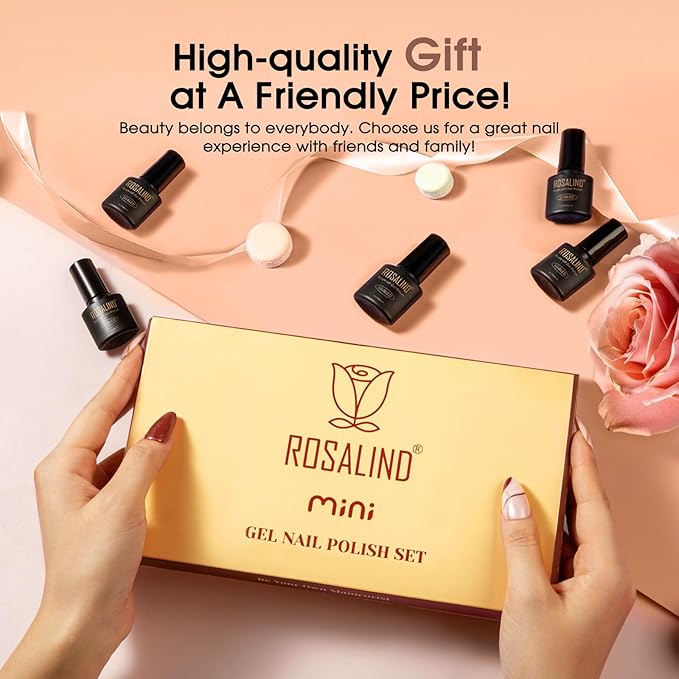 ROSALIND Pink Gray Purple Gel Nail Polish Set, 12 Colors White Pink Silver Gel Polish Brown Blush Gel Polish Set Soak Off Pinks Elegant Purple Glitter Gel Nail Polish