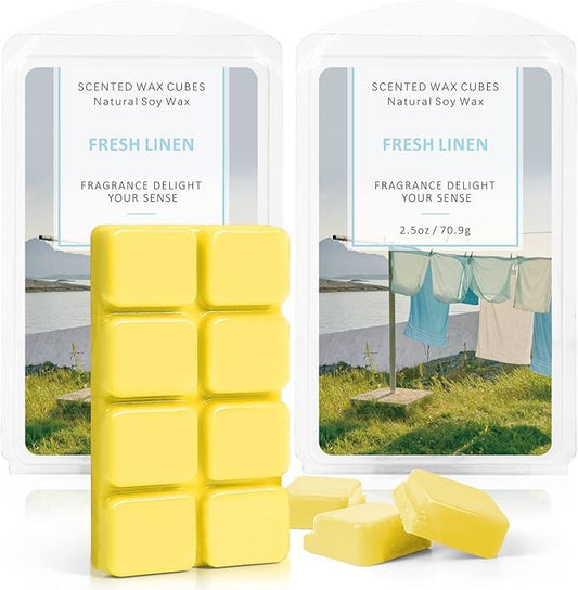 SCENTORINI Wax Melts Wax Cubes, Fresh Linen Wax Melts Strong Scent, Soy Scented Wax Melts for Wax Warmer, 2 x 2.5 oz