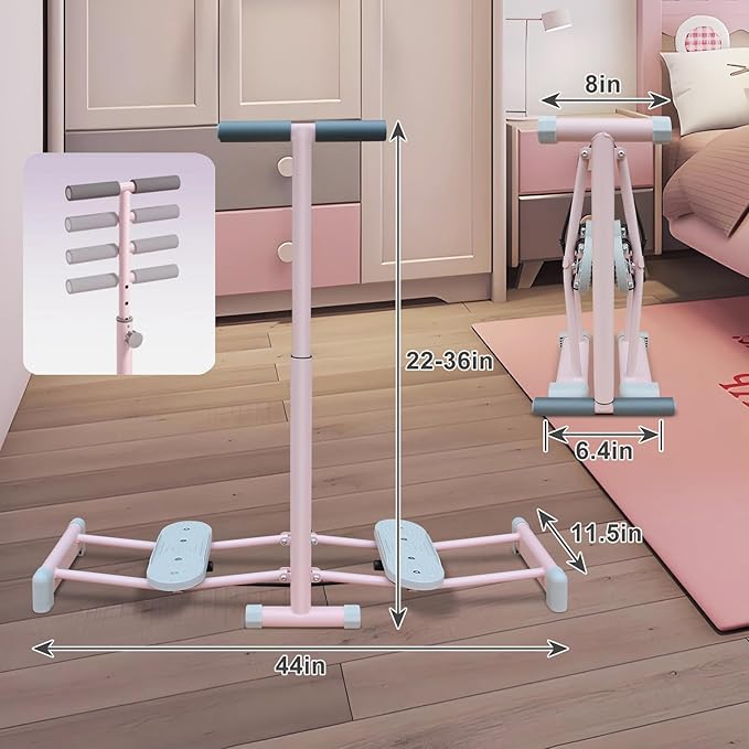 Foldable Leg Exercise Machine，Height Adjustable Resistance Bands Machine Exercise Equipment for Leg Pelvic Floor Muscle Workout，Core Strength Training for Home
