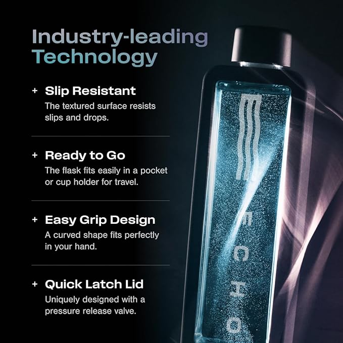 Echo Flask Hydrogen Water Bottle - Active Hydration Solution with Water Intake Tracking & LCD Touch Screen - Compact & Convenient - Transparent Hydrogen Flask - 12 oz