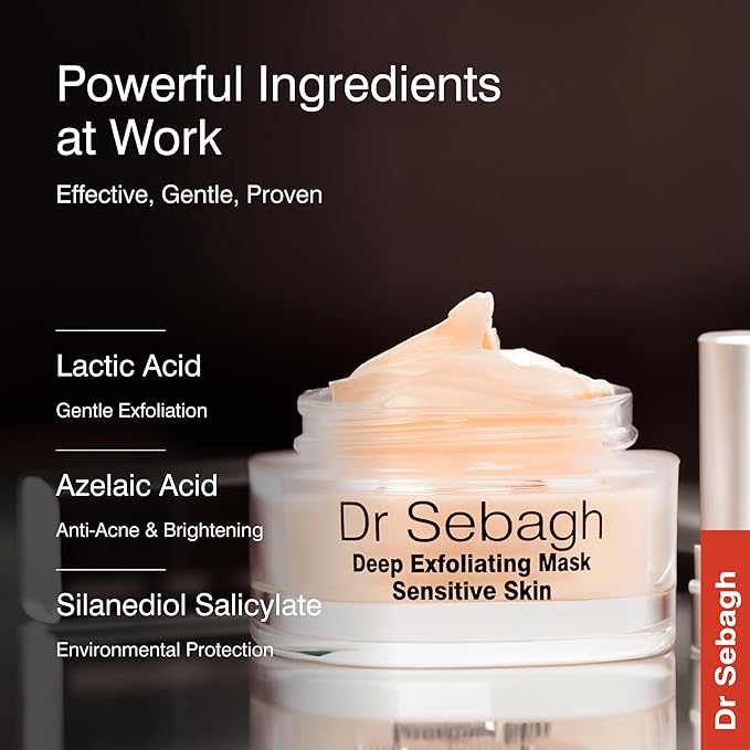 Dr Sebagh Deep Exfoliating Mask (1.7 fl oz) | Formulated For More Sensitive Skin | Enhanced with Azelaic Acid & Lactic Acid | Hydrate, Exfoliate & Rejuvenate | Minimises Appearance of Facial Lines