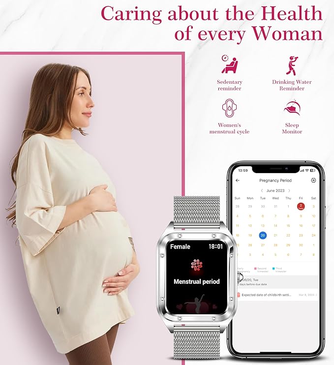 Smart Watch for Women(Call Answer/Dial), 1.6'' Touch Screen Smartwatch for Android iPhone Compatible, Waterproof Fitness Tracker with Heart Rate Sleep Monitor 100+ Sports Modes AI Voice, Silver