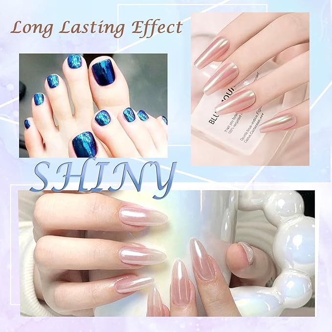 Laza Chameleon Pearl Chrome Nail Powder, Glazed Donut Metallic Mirror Effect Pigment, Iridescent Aurora Nail Glitter Holographic Fairy Dust Nail Art Supplies Nail Techs, Resin Craft – Mermaid Legend