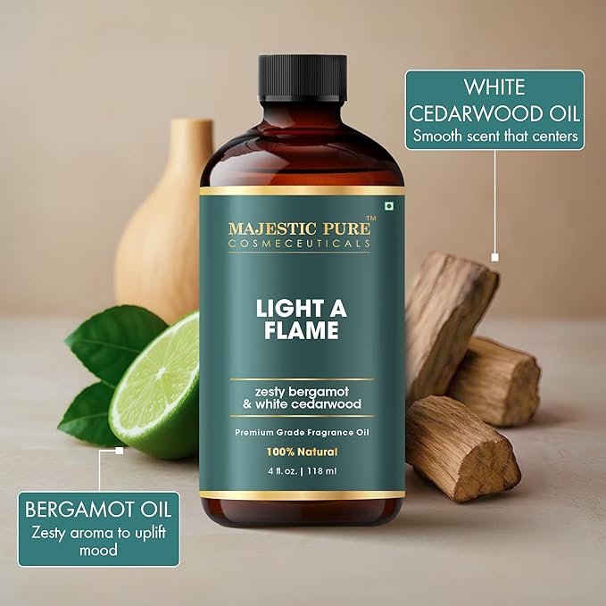 MAJESTIC PURE Zesty Bergamot & White Cedarwood Premium Oil | 100% Natural | Used in Diffuers, DIY, Self Care | 4 fl oz