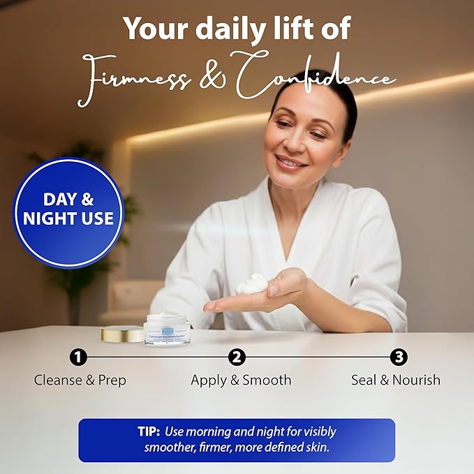 Dr. Denese Triple Strength Neck Wrinkle Smoother 4 oz – Firming Cream with Triple Amount of Peptides Compared to Industry Standards – Retinol & Hyaluronic Acid for Hydrating Power - Paraben Free