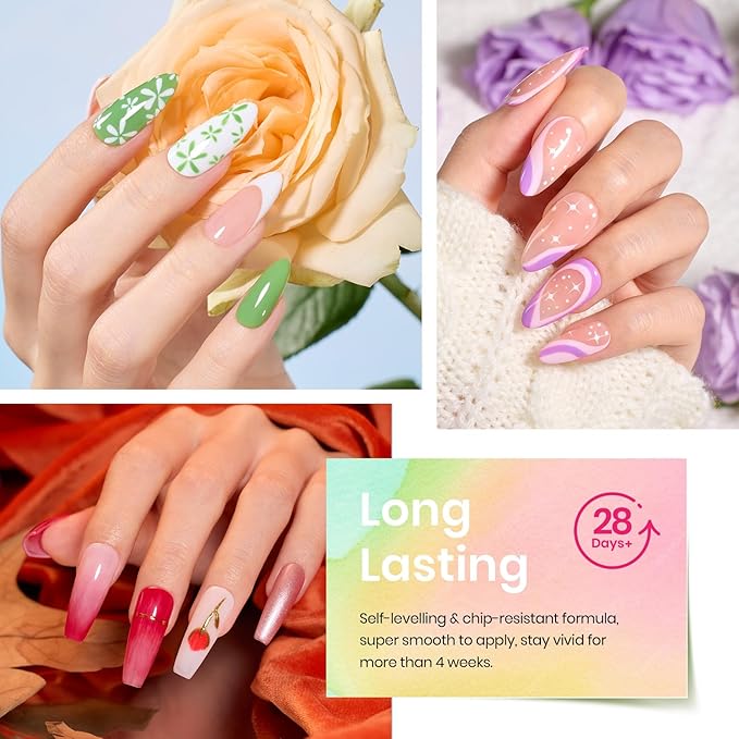 Beetles Winter Gel Nail Polish, 36 Colors Palette Green Brown Pink Yellow Blue Nude Glitter Color Gel Polish with Base Top Coat Soak Off UV LED All Seasons Gift for Women Girls