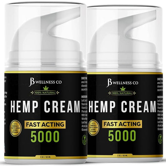 Hemp Cream -4oz- Neem, MSM, Turmeric, Emu Oil, Menthol, Aloe - 2 Pack