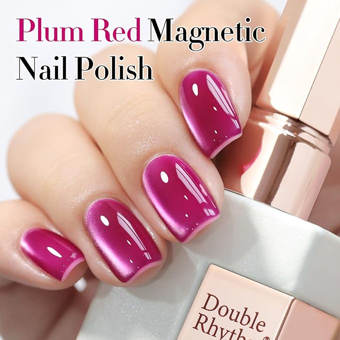 Double Rhythm Jelly Glass Cat Eye Gel Polish with Magnet 15ML Holographic Glitter Shimmer Translucent Sheer Color Magnetic Nail Polish Salon DIY at Home (Jelly Violet-MC1119)