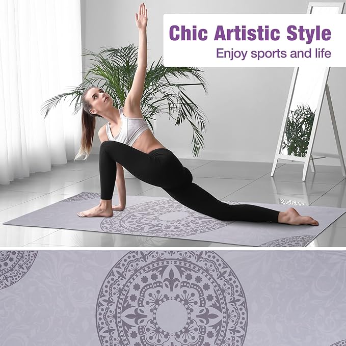 MoKo Yoga Towel, Non Slip Hot Yoga Blanket Printing Pattern Quick Dry with Corner Pocket for Bikram, Pilates, Gym Workout, Outdoor Picnic