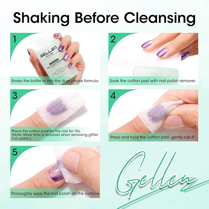 Gellen Nail Polish Remover, Acetone Free Non Toxic Nail Polish Remover for Air Dry Nail Polishes, Jasmine Scent Healthy Natural Fingernail Polish Remover with Easy Push-down Pump, 6.09 Fl Oz