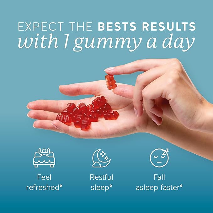 Bears with Benefits Vegan Melatonin 5mg Gummies, Sleep Gummies for Reduced time to Fall Asleep, with Vitamin B6 & Passion Fruit Extract - Super Snooze Sleep Vitamin (60 Gummies)