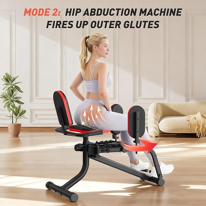 ERGOLIFE 6 Resistances Hip Abduction Machine for Home Office Inner Thigh Exercise Equipment Glute Training Machine for Sedentary/Postpartum Recovery