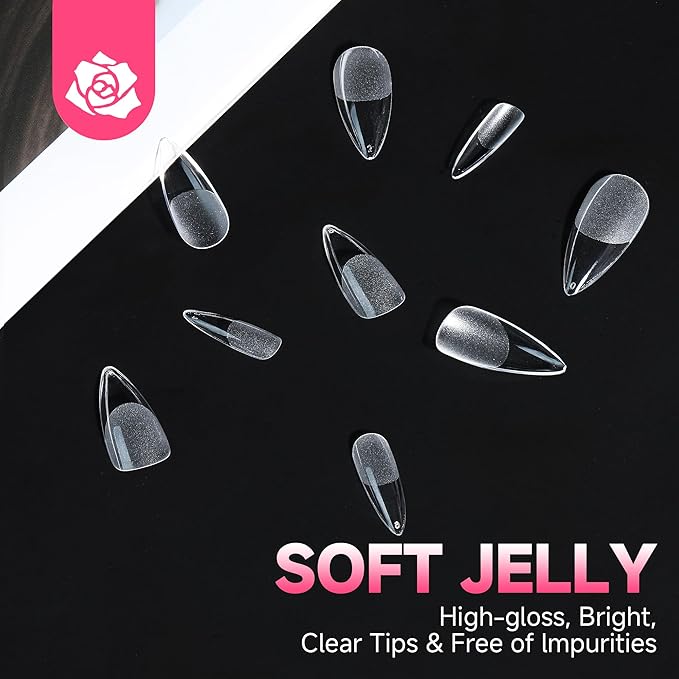 UNA GELLA Medium Stiletto Nail Tips Full Cover 120pcs Gel Nail Tips Stiletto Almond Pre-etched S tiletto Press on Nails Clear Acrylic Fake False Nails for Nail Extensions Home DIY Salon 12 Sizes