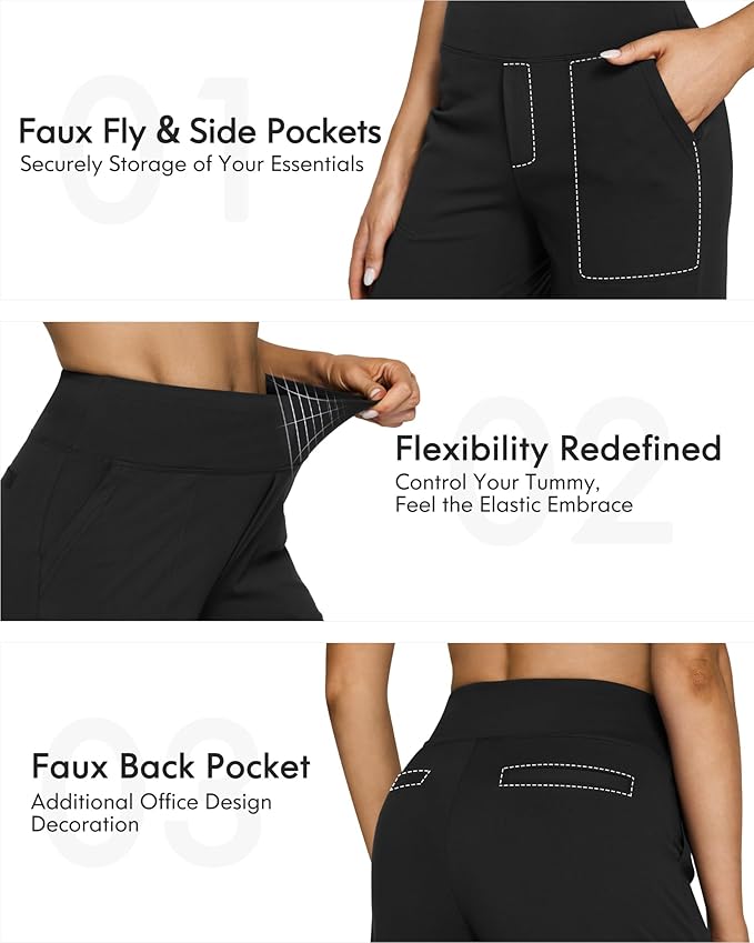 G4Free Yoga Pants Women Wide Leg Pants with Pockets High Waist Stretch Dress Casual Sweatpants Petite/Regular/Tall