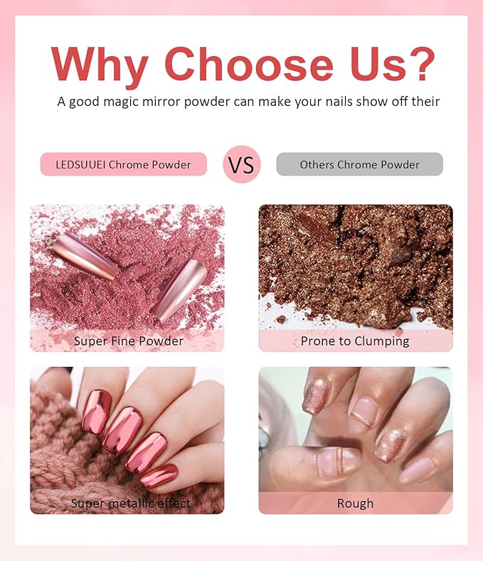 Chrome Powder for Nails: 6pcs Metallic Effect Chrome Powder Aurora Mermaid Iridescent Holographic Nail Powder Pigment Glitter Nail Powder Nailr Art Decoration