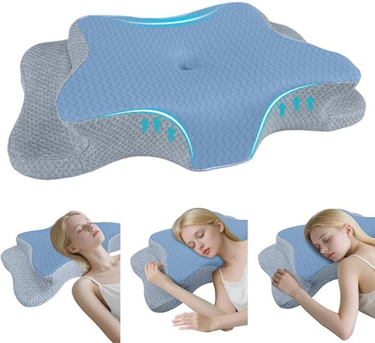 Cervical Pillow for Neck Pain Relief, Memory Foam Pillows, Ergonomic Contour Bed Pillow, Soft for Side Sleep Stomach Sleeping and Back Sleepers