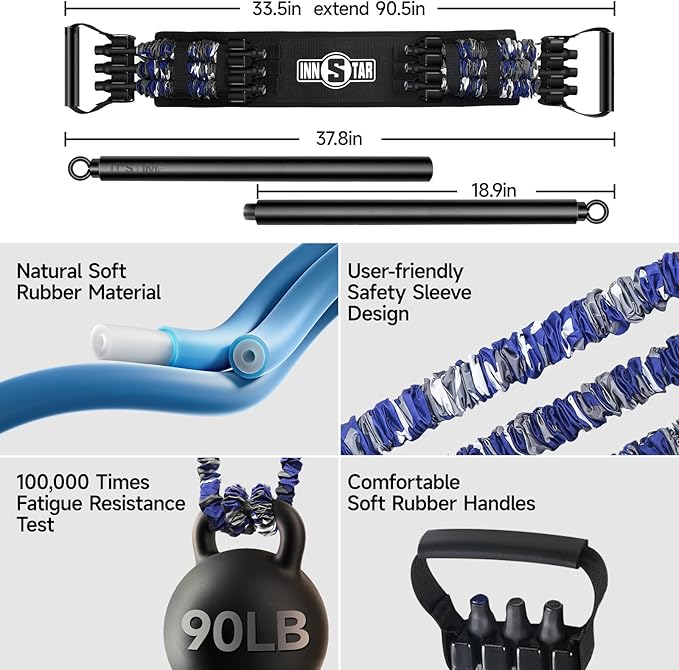 Innstar Multi-Function Resistance Bands for Working Out, Push Up Exercise Bands Resistance Bands Set for Bench Press Gym Equipment, Home Workout, Travel Portable