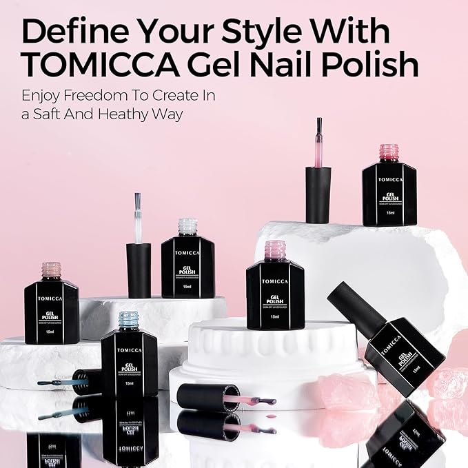 TOMICCA Baby Pink Gel Nail Polish, Light Pink UV Polish, Soak Off Cotton Candy Nail Art Pastel Manicure Salon DIY for Spring Summer