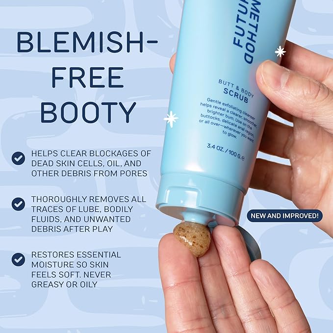 Body Scrub Exfoliating Cleanser - Butt Scrub with Hyaluronic Acid, Jojoba Oil, & Vitamin C - Clarifying & Hydrating Butt Exfoliator, 3.04 oz (Pack of 1)