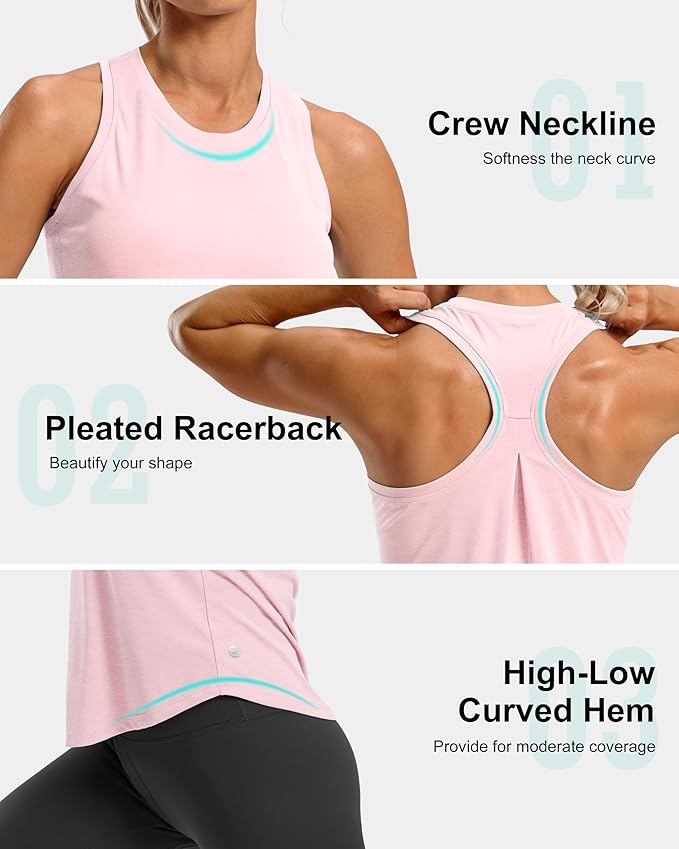 G Gradual Women's Workout Tank Tops Racerback Athletic Yoga Tops Loose Fit Sleeveless Running Gym Sports Shirts for Women