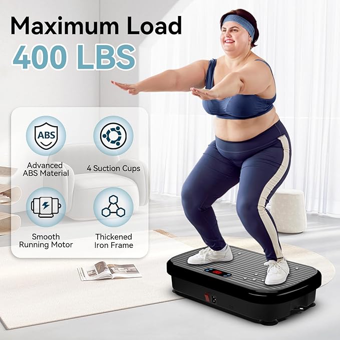 Vibration Plate Exercise Machine for Lymphatic Drainage,180 Adjustable Speeds Whole Body Workout Vibrating Platform Helps Weight Loss, Shaping, Max Weight 400LBS for Women Men