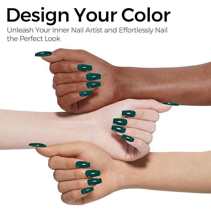 TOMICCA Green Gel Nail Polish, Forest Green Color Gel Polish, Soak Off UV LED Cure Nail Polish, Nail Art Manicure Salon DIY at Home Present for Women