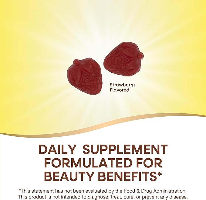 Nature's Way Alive Hair Skin & Nails Biotin and Collagen Gummies, Advanced Beauty Formula*, Strawberry Flavor, 60 Count