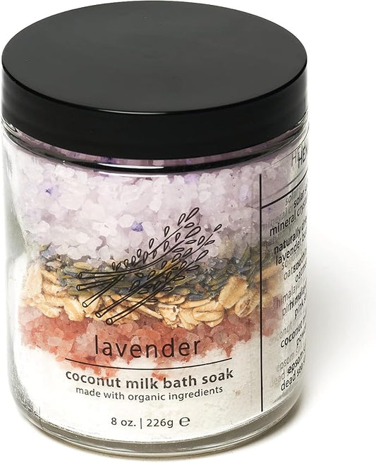 Hemlock Park Coconut Milk Bath Soak | Organic Coconut Milk, Botanicals, Dead Sea Salt, Epsom Salt, and Himalayan Pink Mineral Salt | 9.5 oz Jar