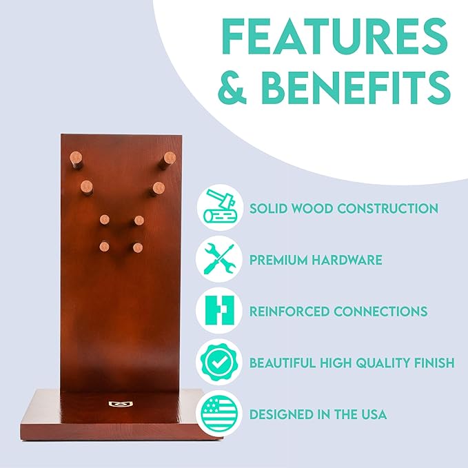 Yoga Wheel Storage Rack – Storage Compatible for Chirp Wheels and Yoga Wheels, Organize Your Back Roller Wheels, Fits all 4 Wheel Sizes, Quick Assembly, Made of Solid Stylish Wood (Wheels Not Included)