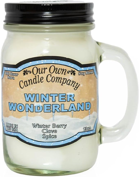 Our Own Candle Company, Winter Wonderland Scented Mason Jar Candle, 100 Hour Burn Time, 13 Ounces