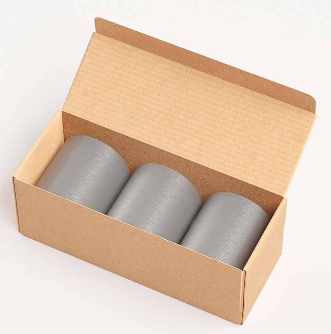 Set of 3 Pillar Candles 3" x 3" Unscented Handpoured Weddings, Home Decoration, Restaurants, Spa, Church Smokeless Cotton Wick - Grey