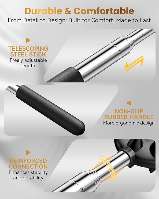 Upgraded Reinforced Telescoping Back Scratcher with 5 Detachable Heads, Larger Scratching Tips, Stocking Stuffer & White Elephant Gifts for for Men Women Adults