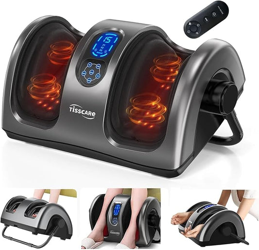 TISSCARE Foot Massager with Heat, Shiatsu Foot Massager for Plantar Fasciitis, Neuropathy, Circulation and Pain Relief, Remote Control, Deep Kneading, Gifts for Women Men Mom Dad