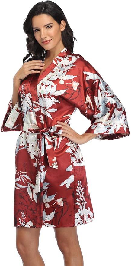 Women's Pure Short Silky Robes Bridesmaid Bride Party Satin Robes Sleepwear