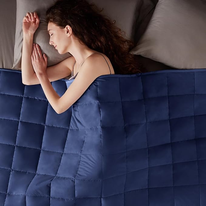 Weighted Blanket Queen Size (60"x80" 25lbs),Ultra Soft and Cozy Cooling Weighted Blanket Queen Size for Adult,Heavy Blanket with Machine Washable Soft Blanket, Blue